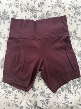 Athleta High-Waist Bike Shorts in Burgundy